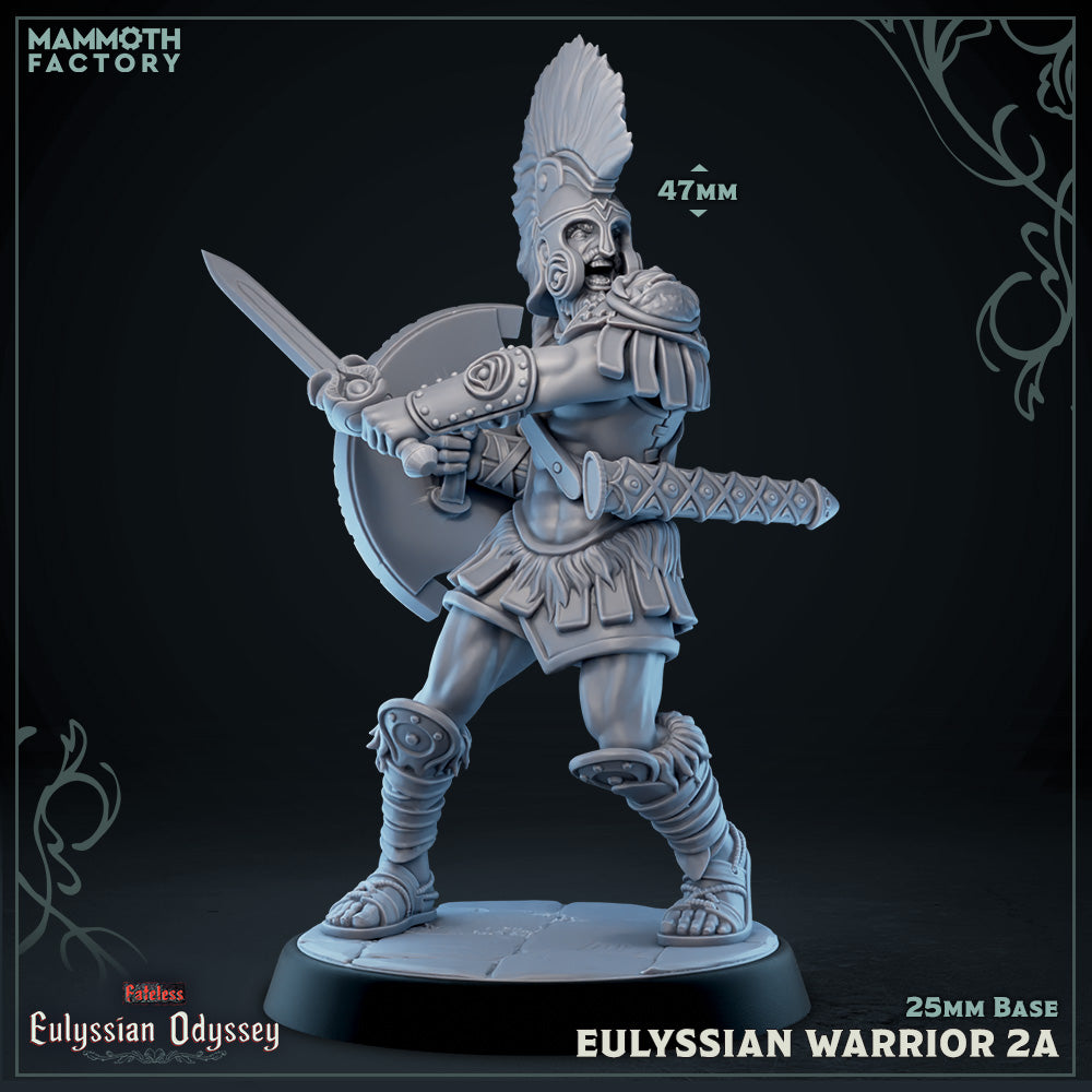 Image shows a 3D render of a ancient Greek soldier gaming miniature.