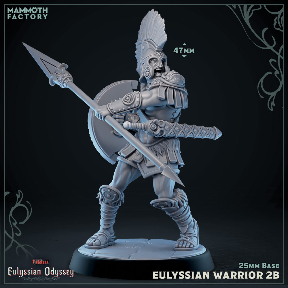 Image shows a 3D render of a ancient Greek soldier gaming miniature.