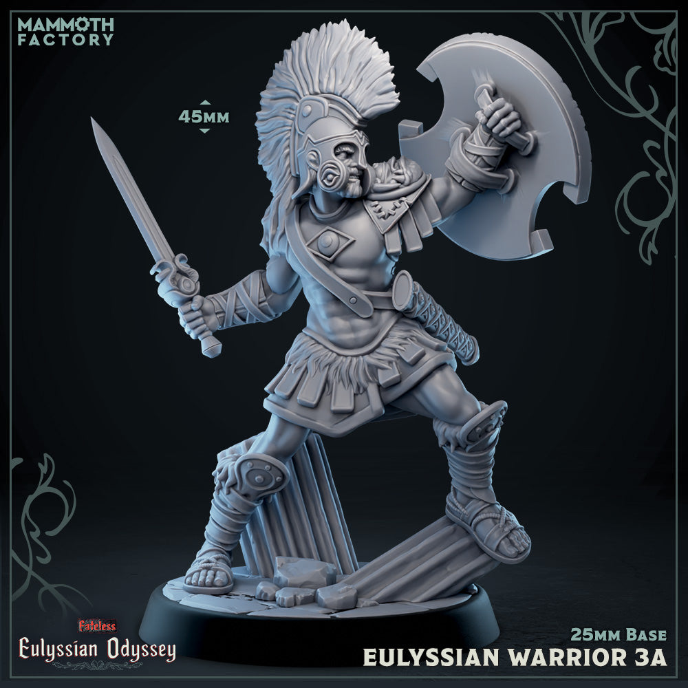 Image shows a 3D render of a ancient Greek soldier gaming miniature.
