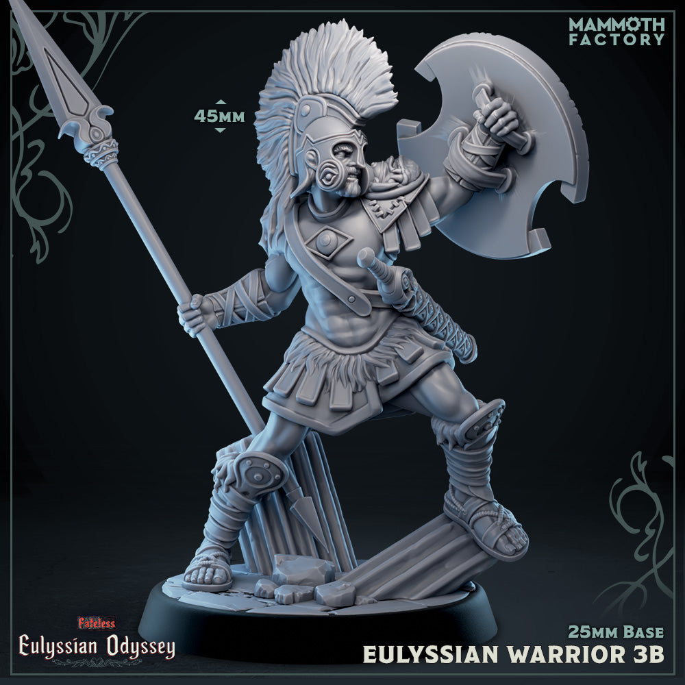 Image shows a 3D render of a ancient Greek soldier gaming miniature.