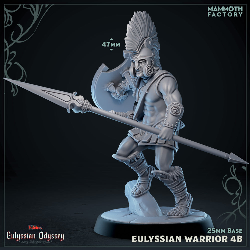 Image shows a 3D render of a ancient Greek soldier gaming miniature.
