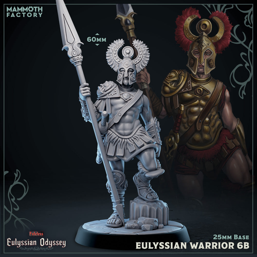 Image shows a 3D render of a ancient Greek soldier gaming miniature.