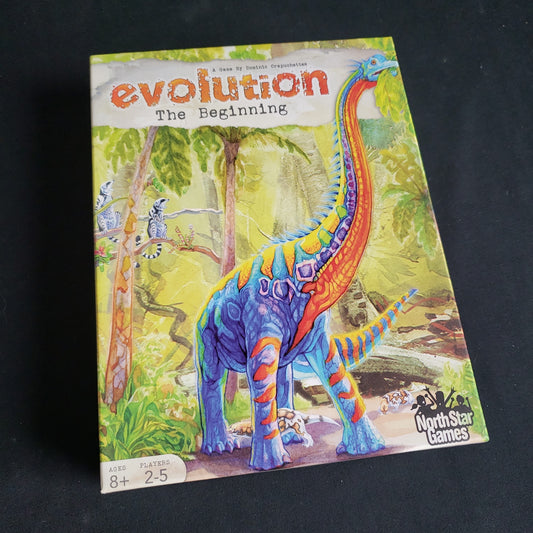 Image shows the front cover of the box of the Evolution: The Beginning card game