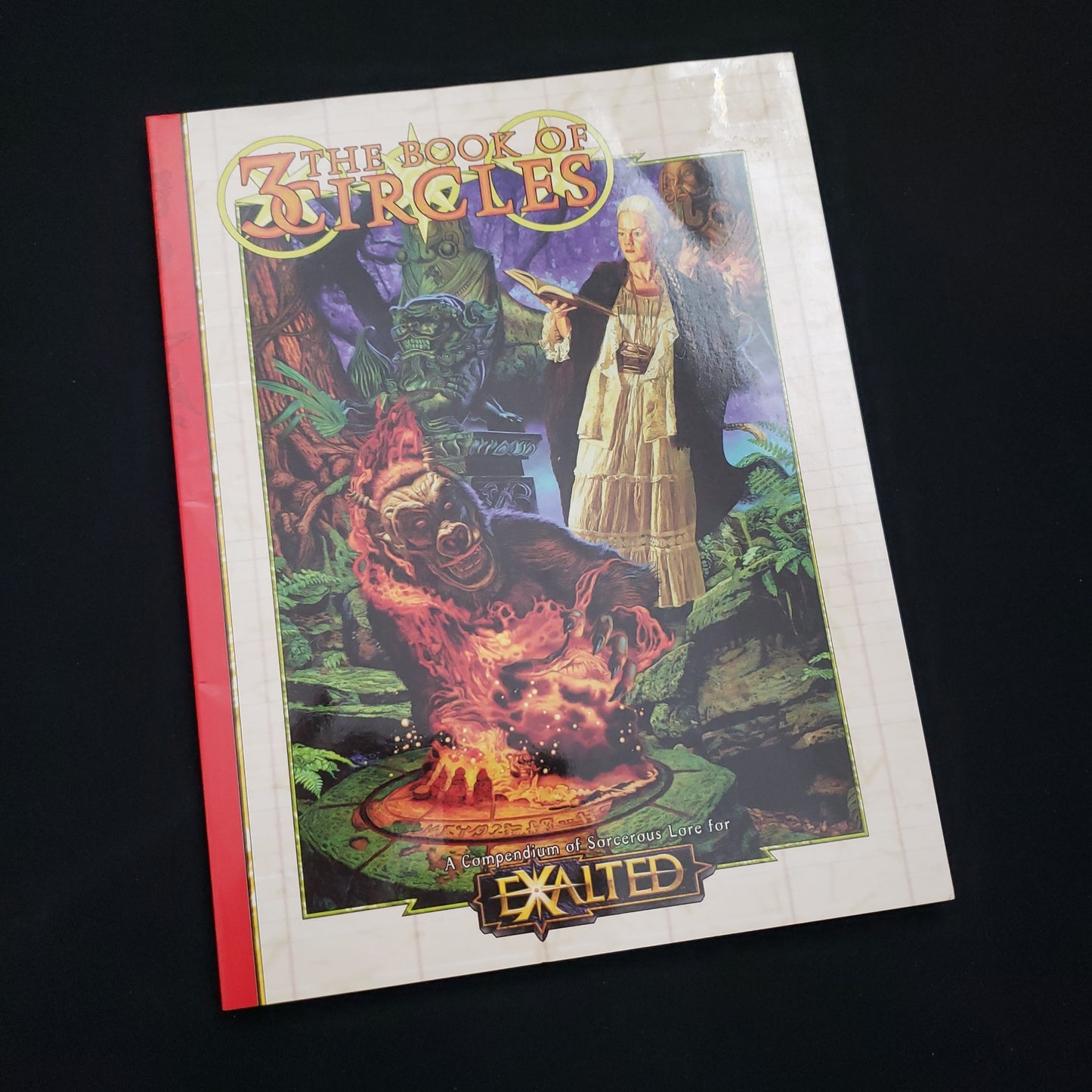 Image shows the front cover of the Book of 3 Circles for the Exalted 1E roleplaying game