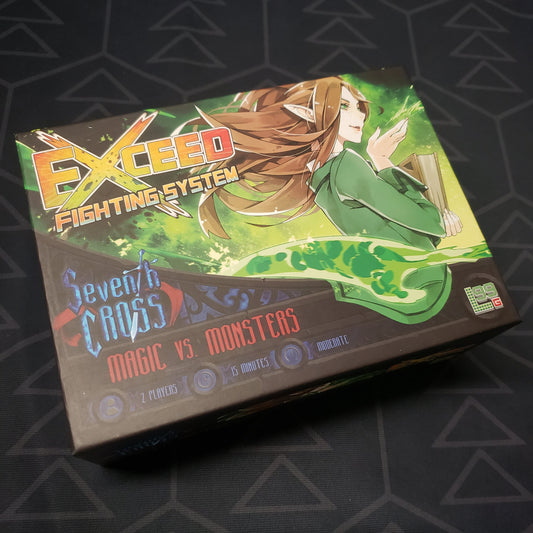 Image shows the front cover of the box for the Exceed: Seventh Cross - Magic vs. Monsters Box card game