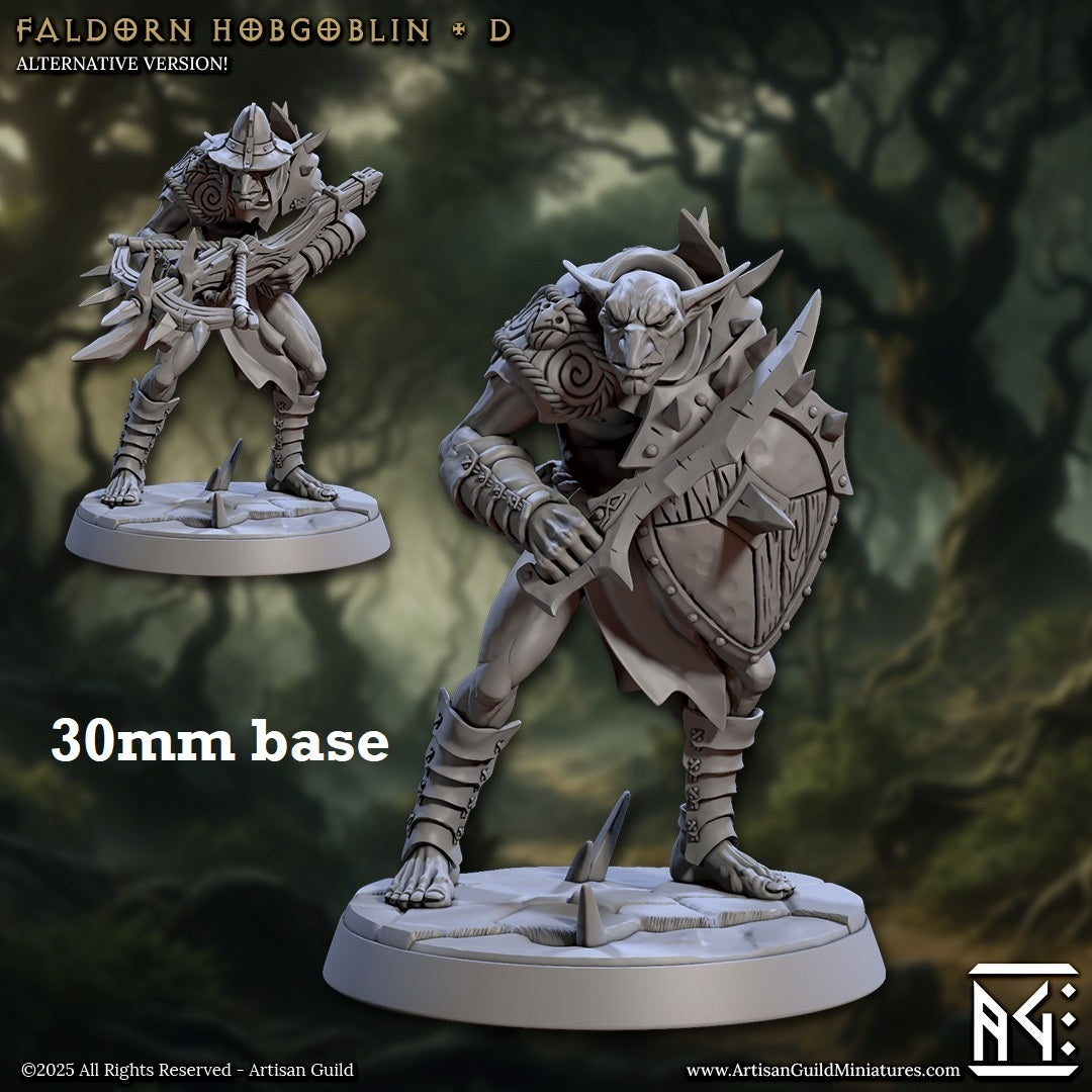 Image shows 3D renders for two different sculpt options for a hobgoblin soldier gaming miniature