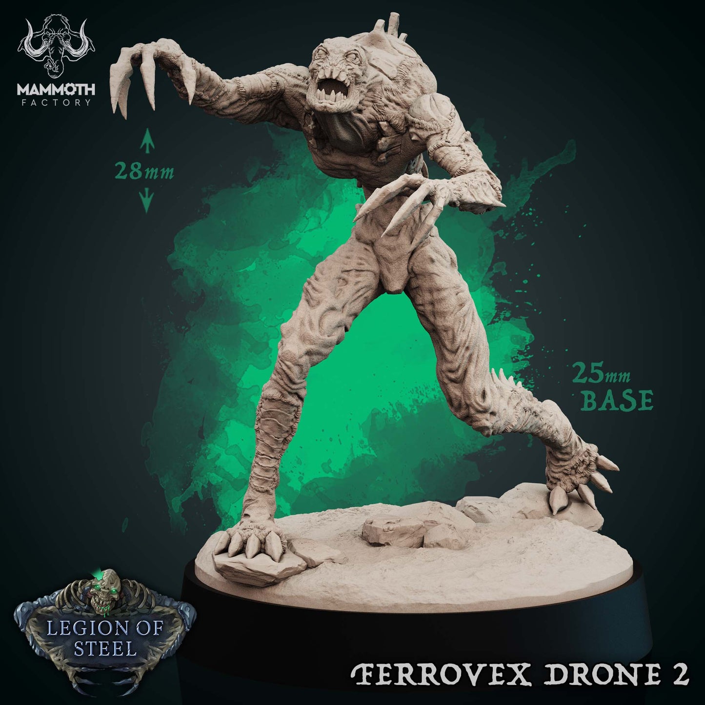 Image shows a 3D render of a ghoul horror gaming miniature.