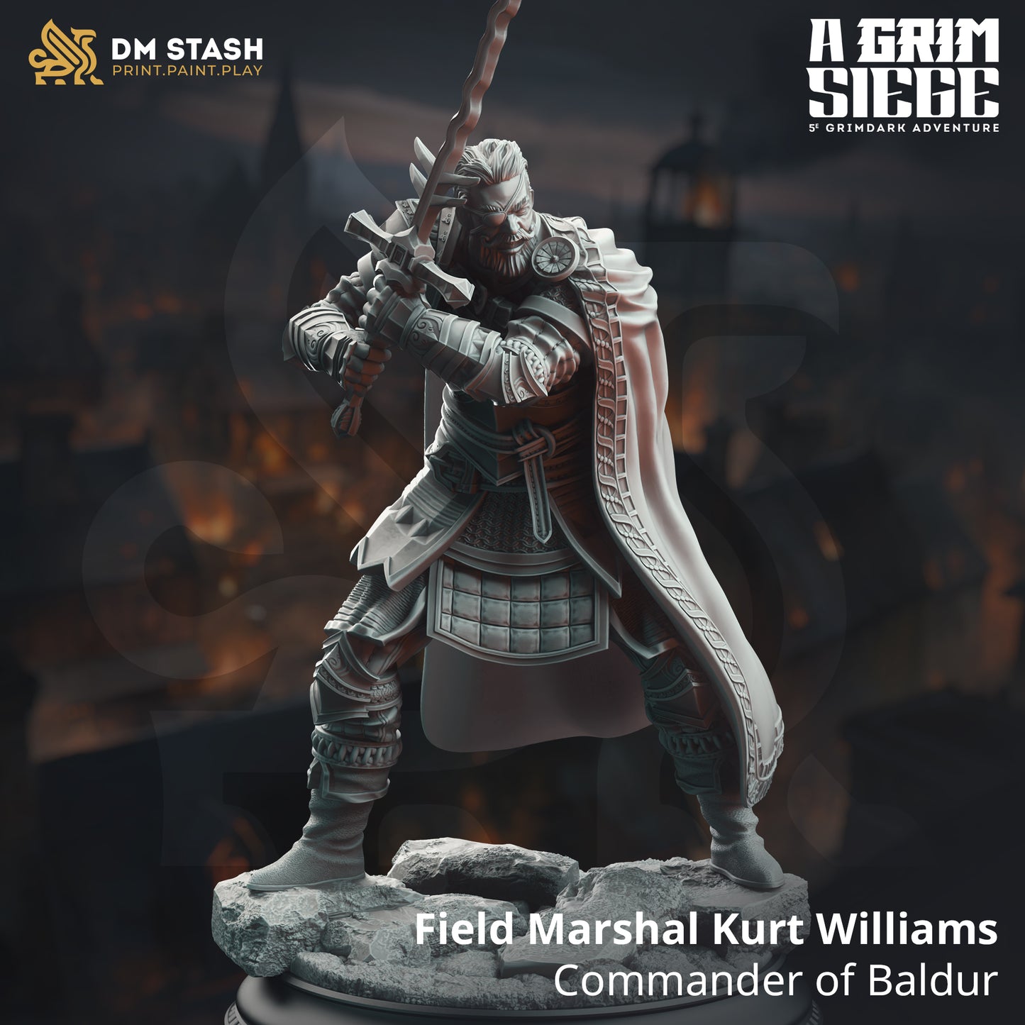 Image shows a 3D render of a human fighter gaming miniature.