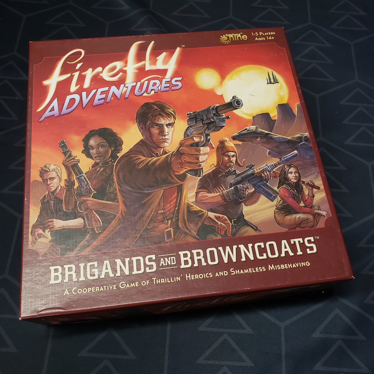 Image shows the front cover of the box for the Firefly Adventures board game
