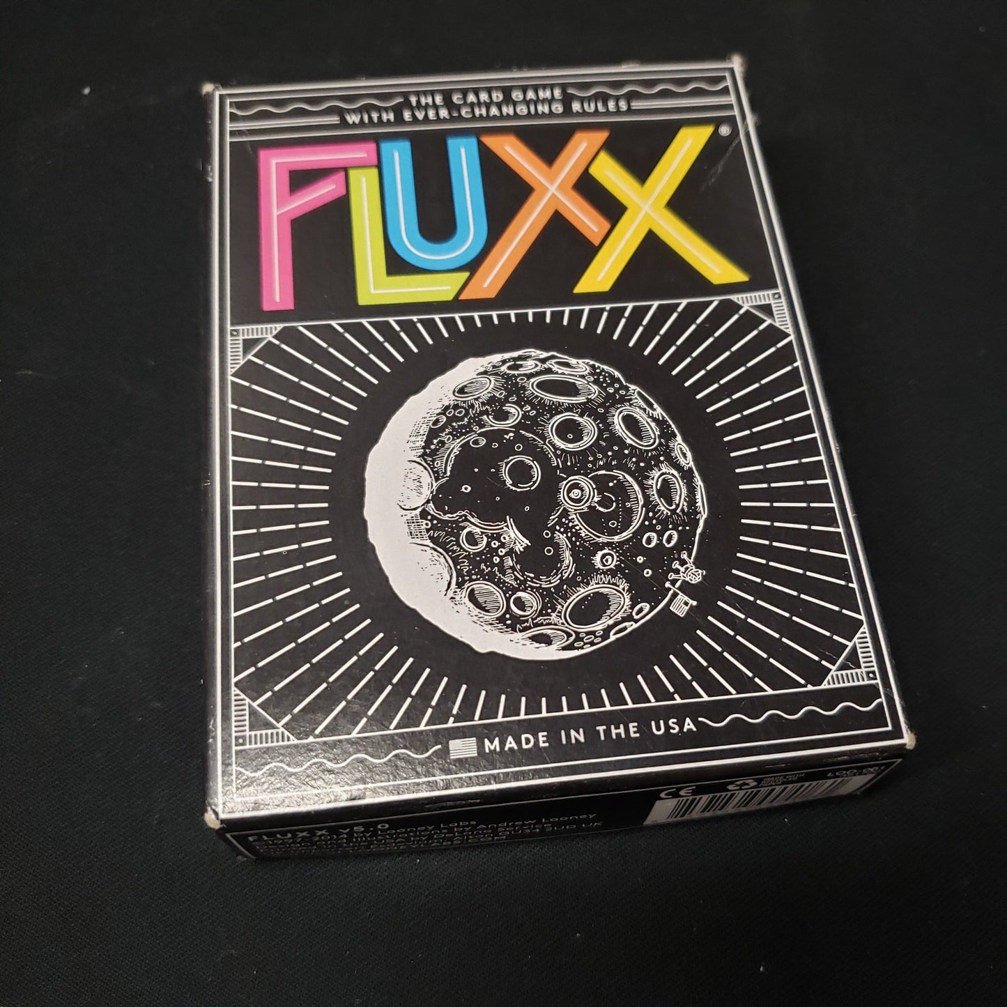 Image shows the front cover of the box of the Fluxx card game
