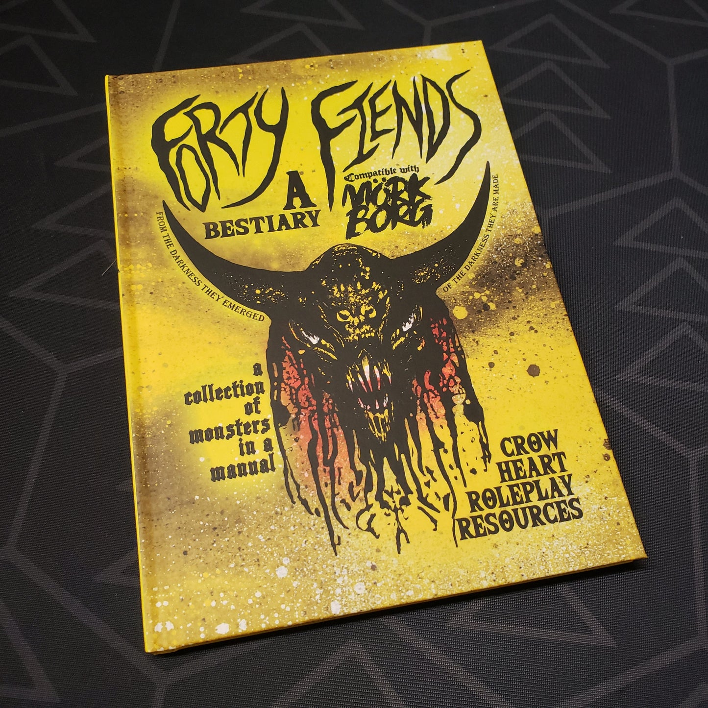 Image shows the front cover of the Forty Fiends: A Bestiary roleplaying game book