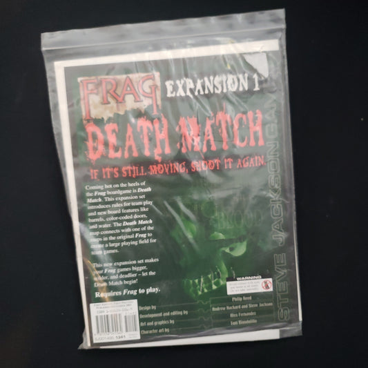 Image shows the front of the package for the Death Match expansion for the Frag board game