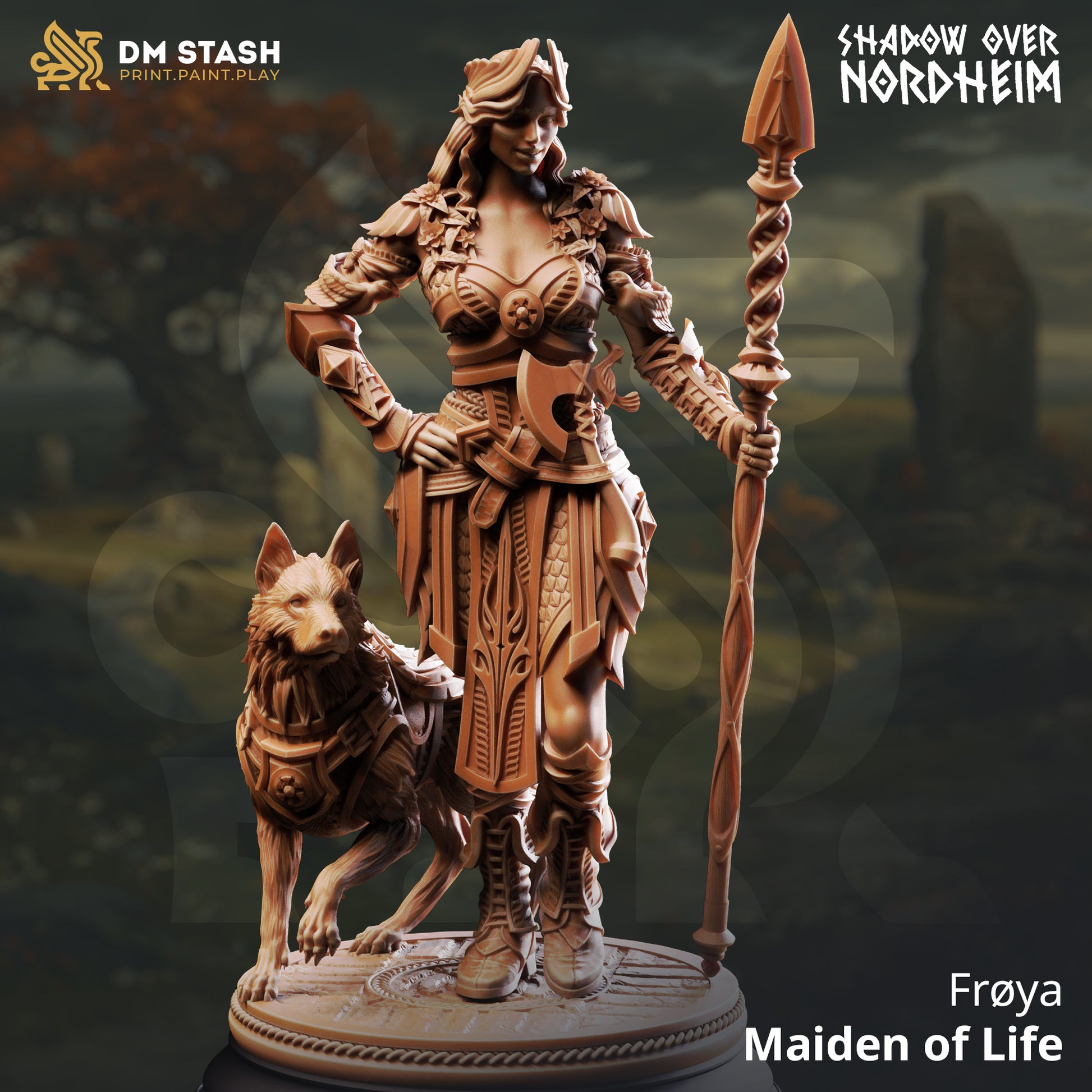 Image shows a 3D render of a human paladin gaming miniature.