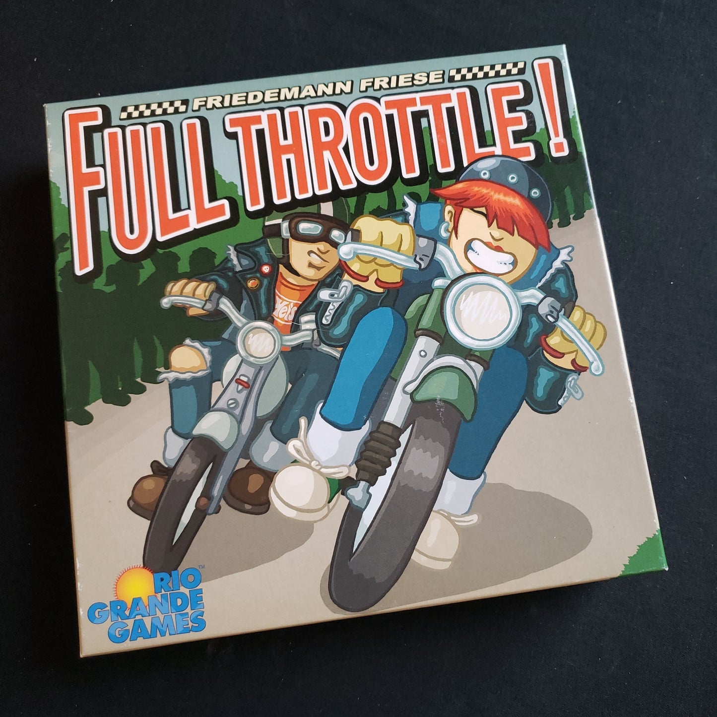 Image shows the front cover of the box of the Full Throttle! board game