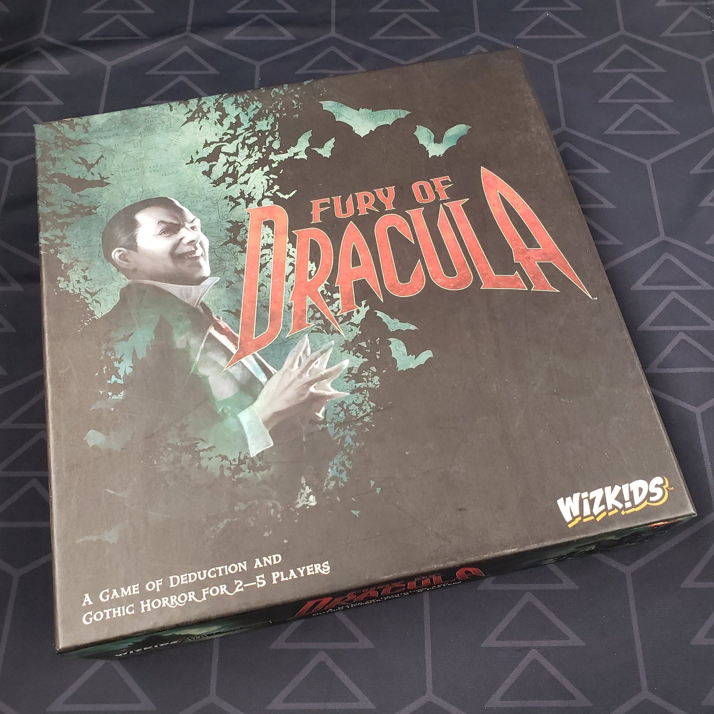 Image shows the front cover of the box of the Fury of Dracula board game