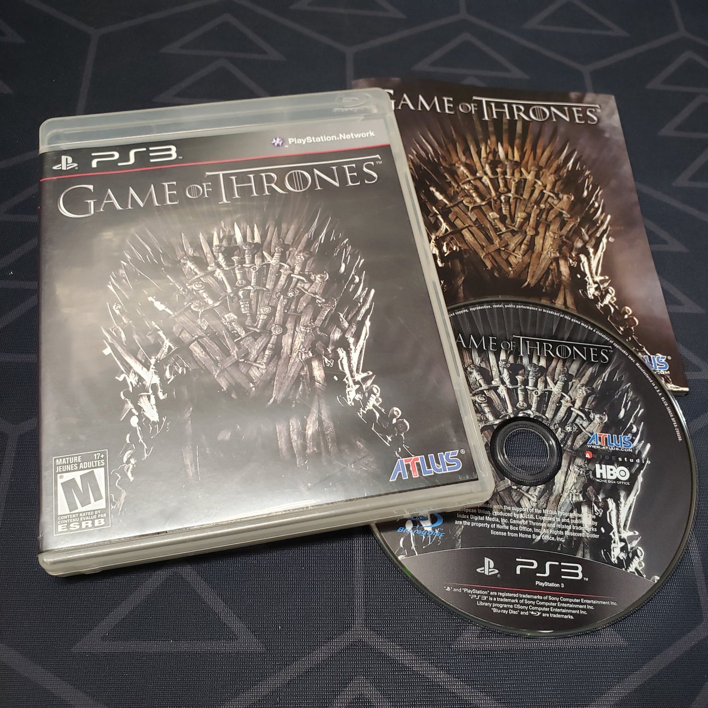 Image shows the case, manual and disc for the video game Game of Thrones for Playstation 3