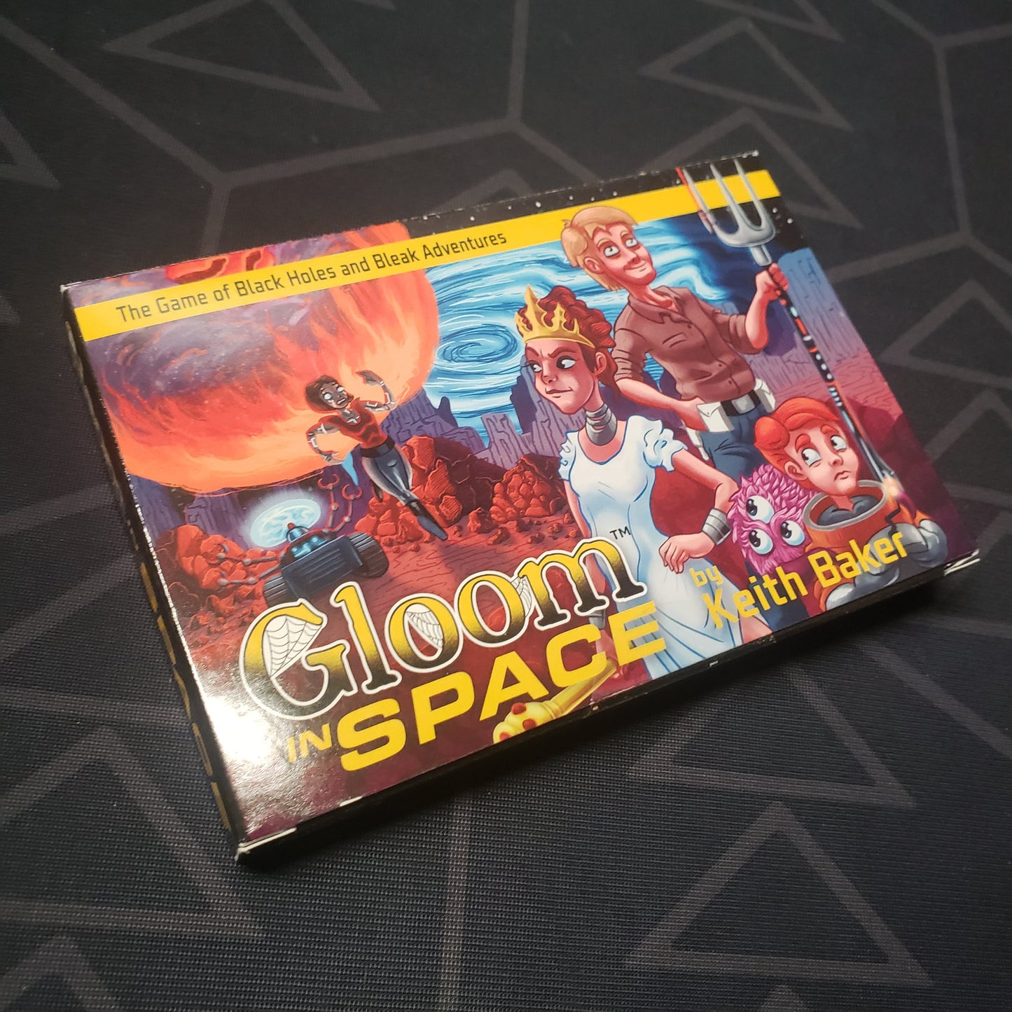 Image shows the front cover of the box for the Gloom in Space card game