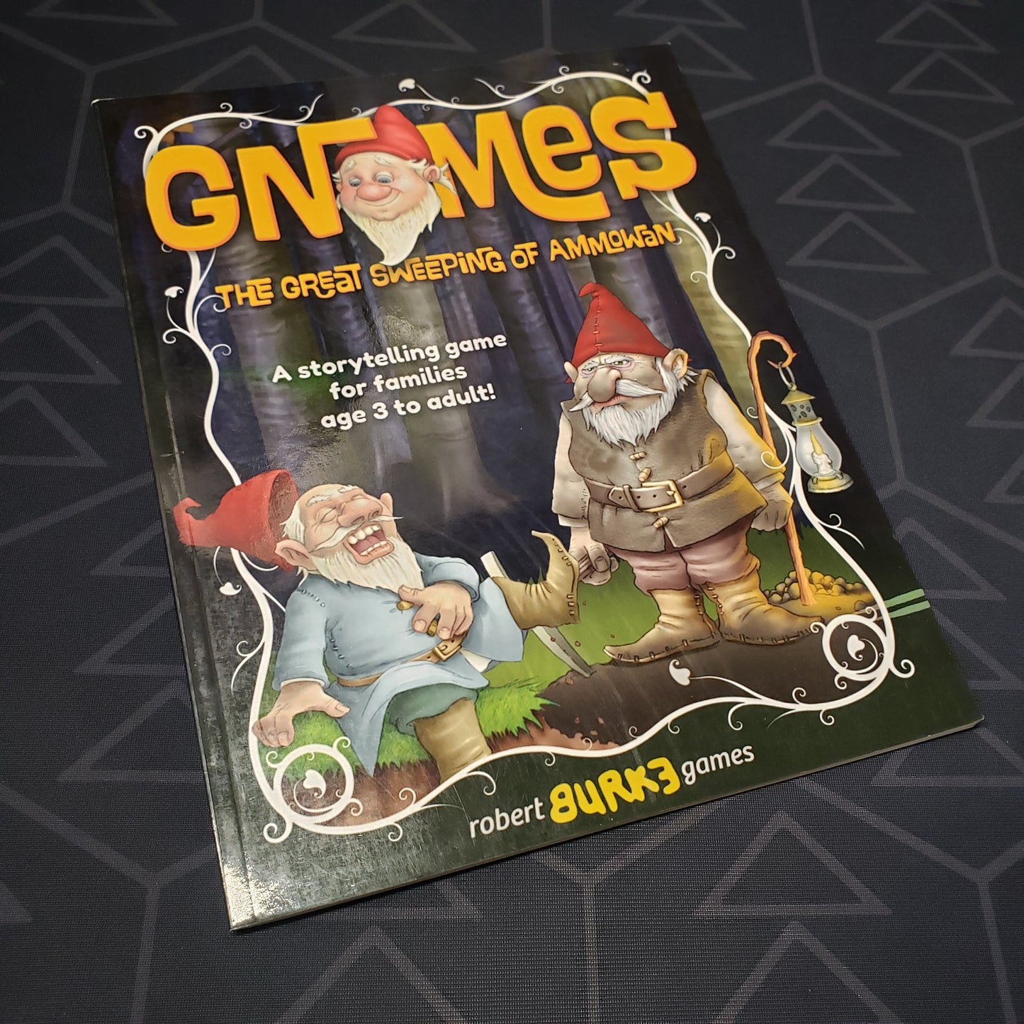 Image shows the front cover of the Gnomes: The Great Sweeping of Ammowan roleplaying game book