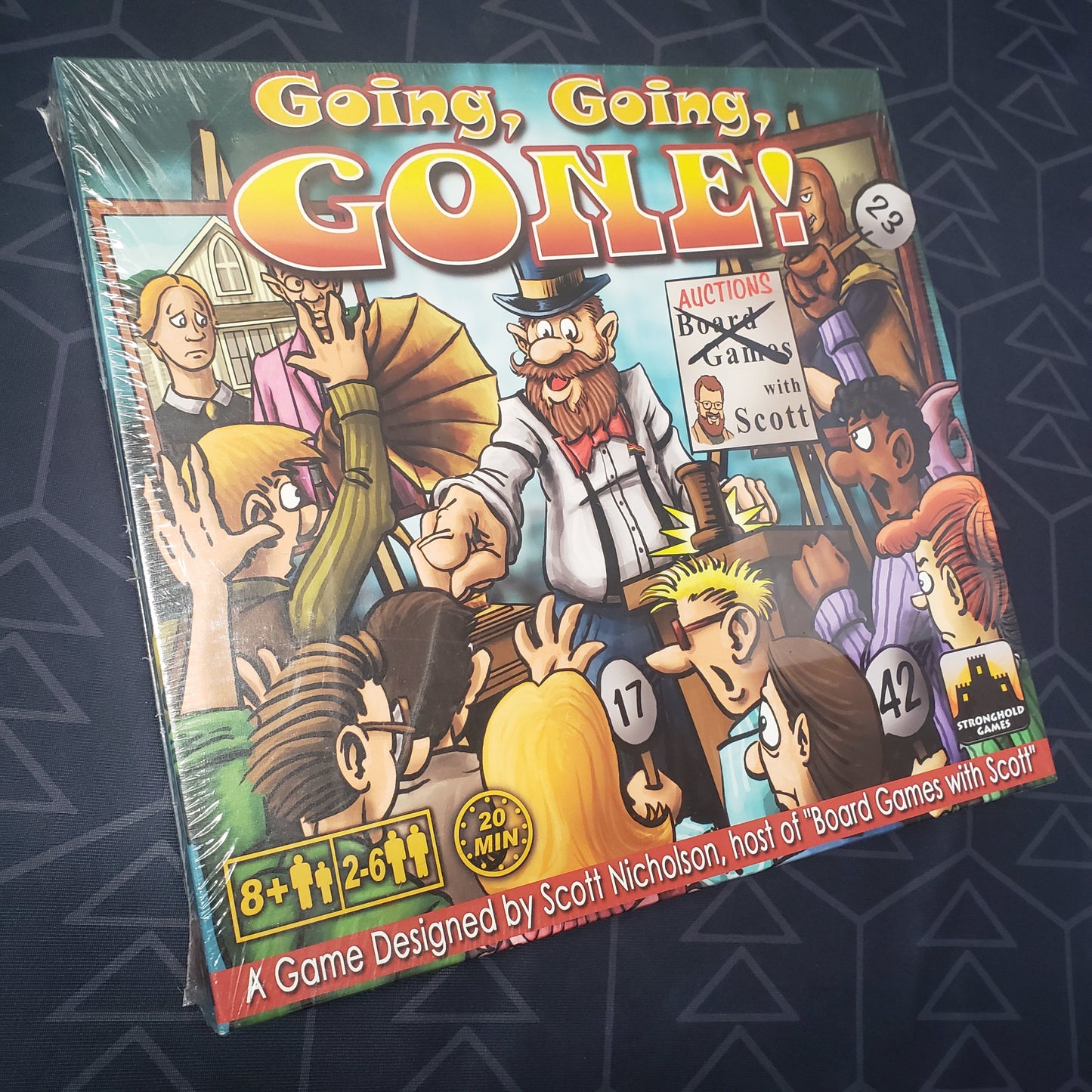 Image shows the front cover of the box of the Going, Going, GONE! board game