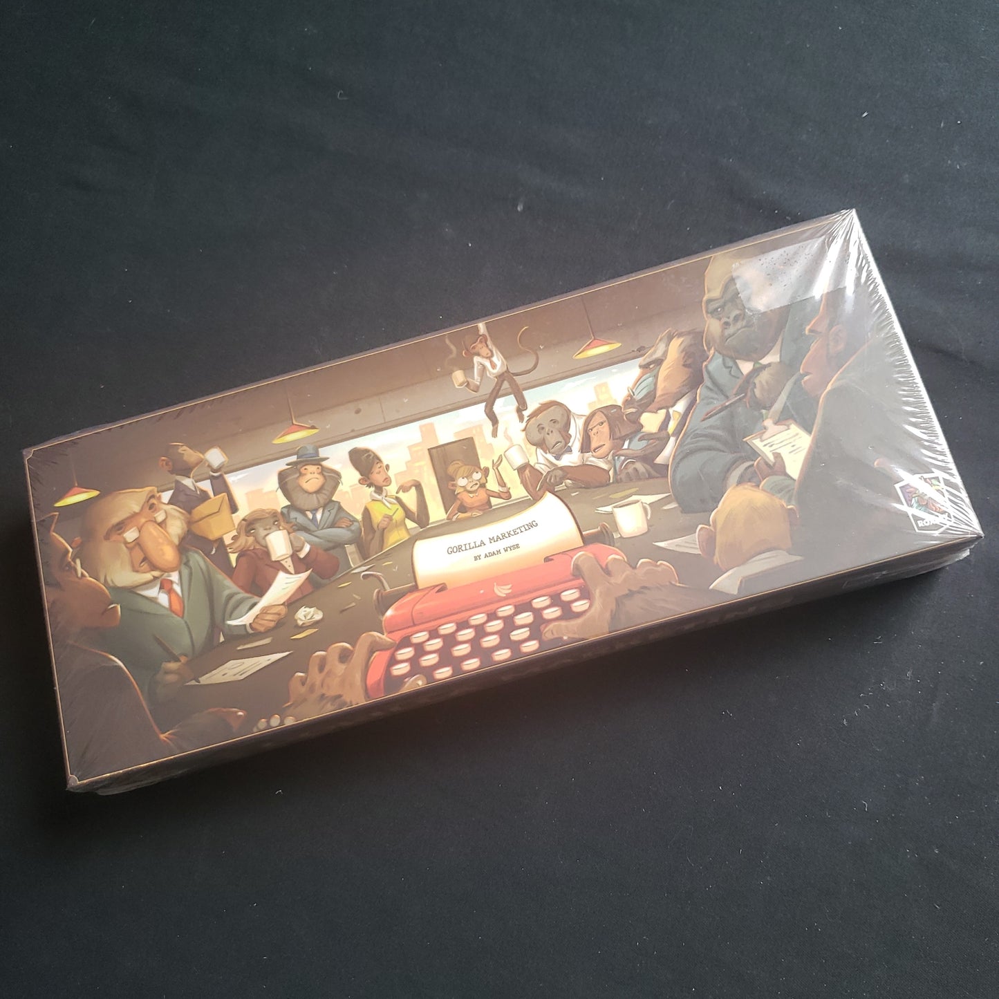 Image shows the front cover of the box of the Gorilla Marketing party game