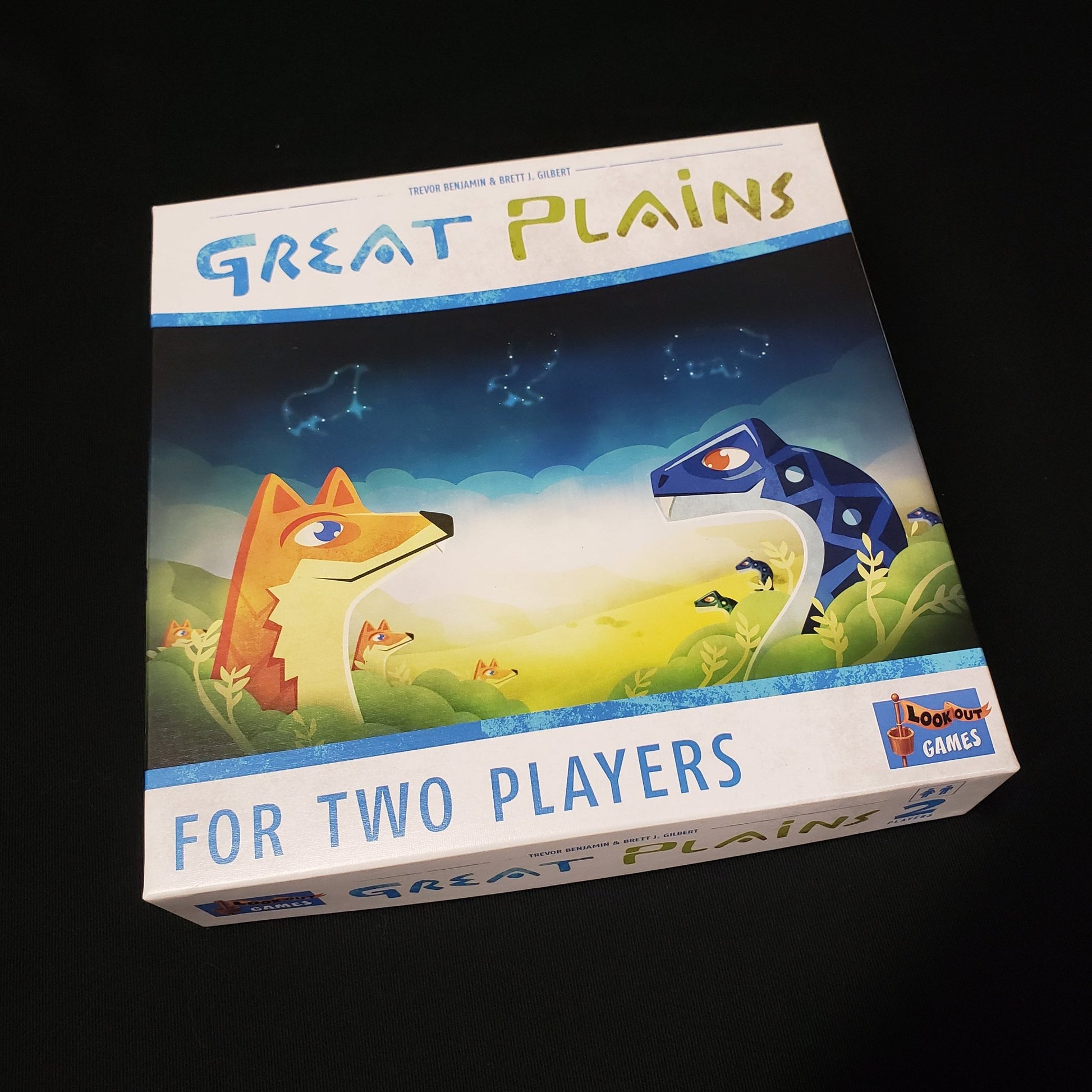 Image shows the front cover of the box of the Great Plains board game