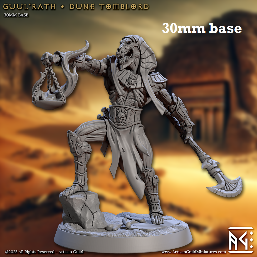 Image shows a 3D render of a undead canine necromancer gaming miniature.