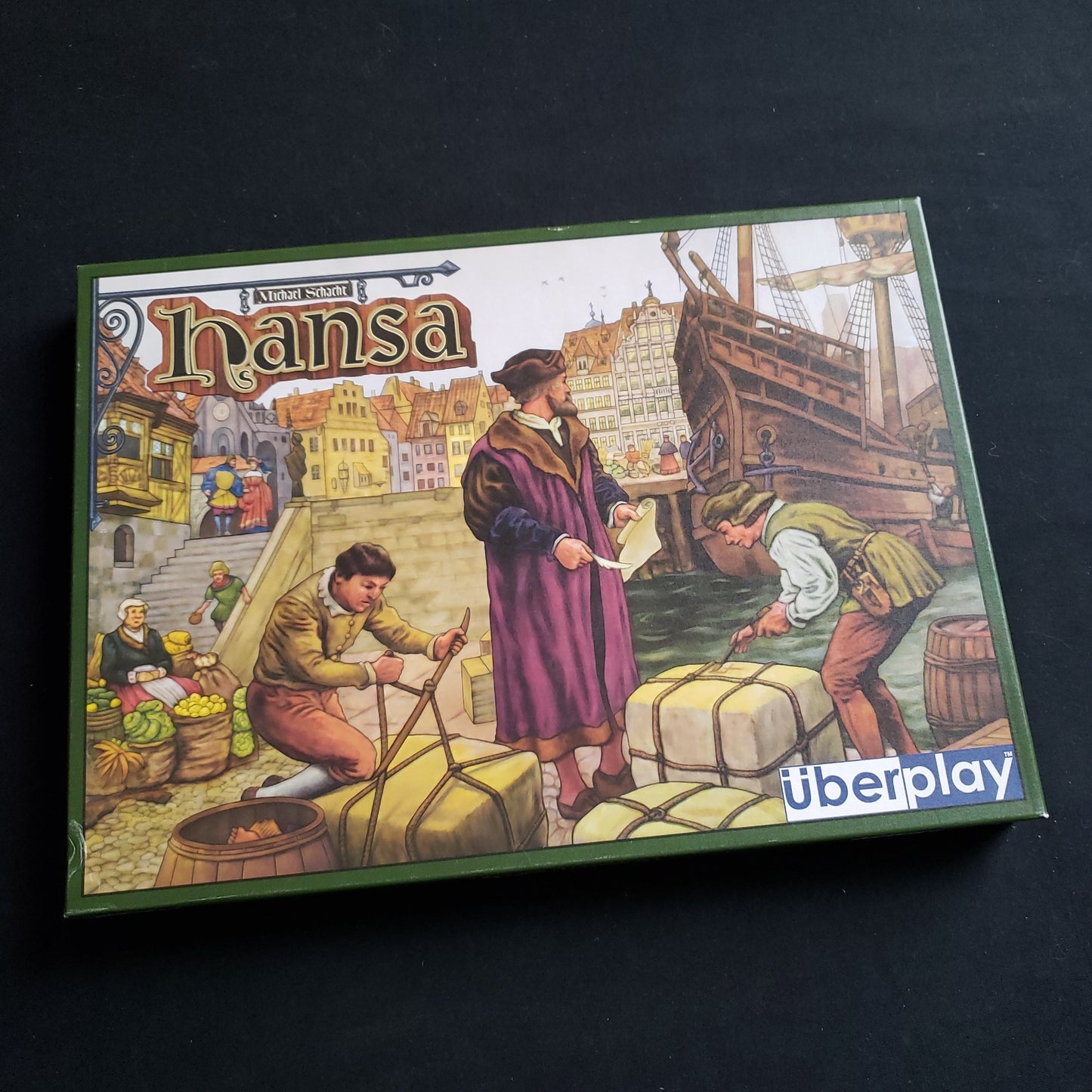Image shows the front cover of the box of the Hansa board game