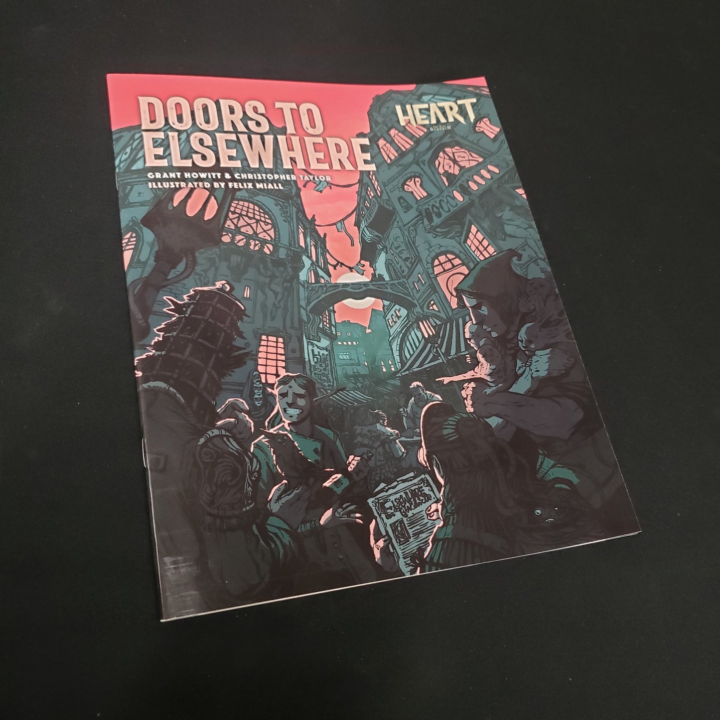 Image shows the front cover of the Doors to Elsewhere book for the roleplaying game Heart: The City Beneath
