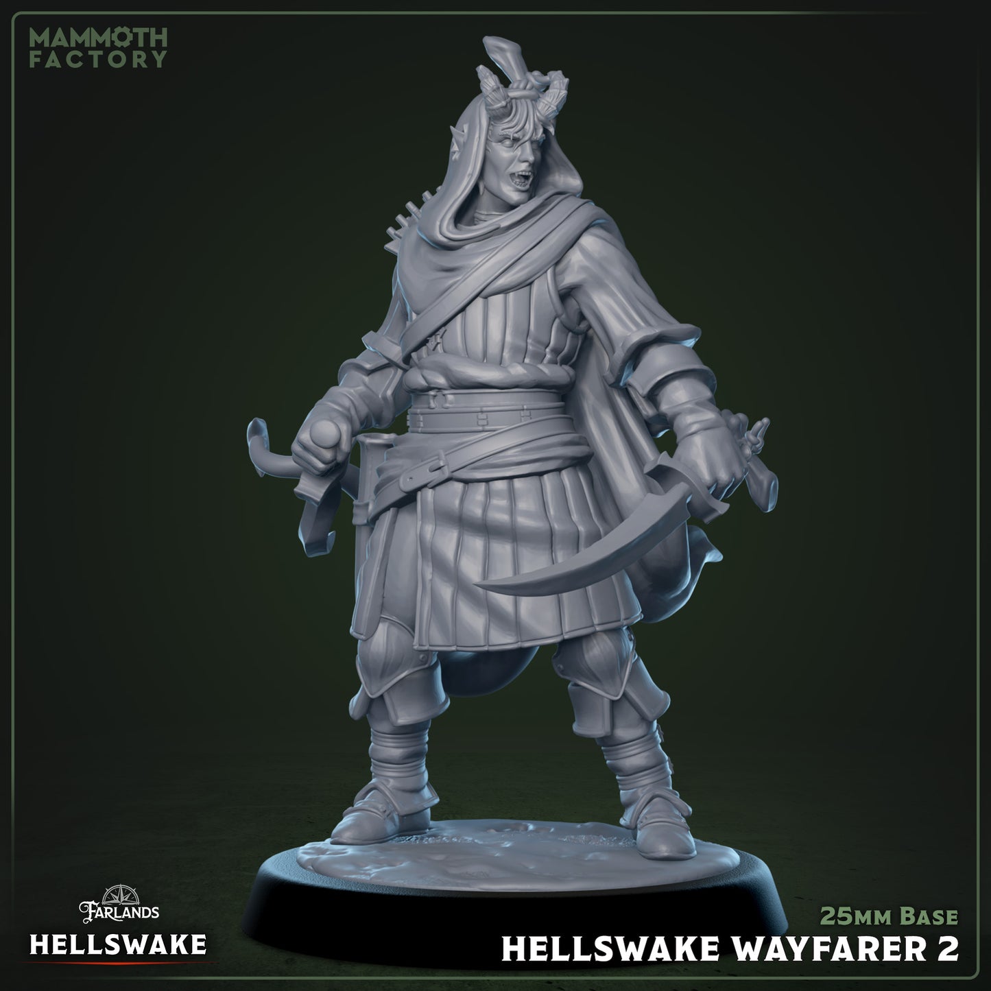 Image shows a 3D render of a tiefling rogue gaming miniature.