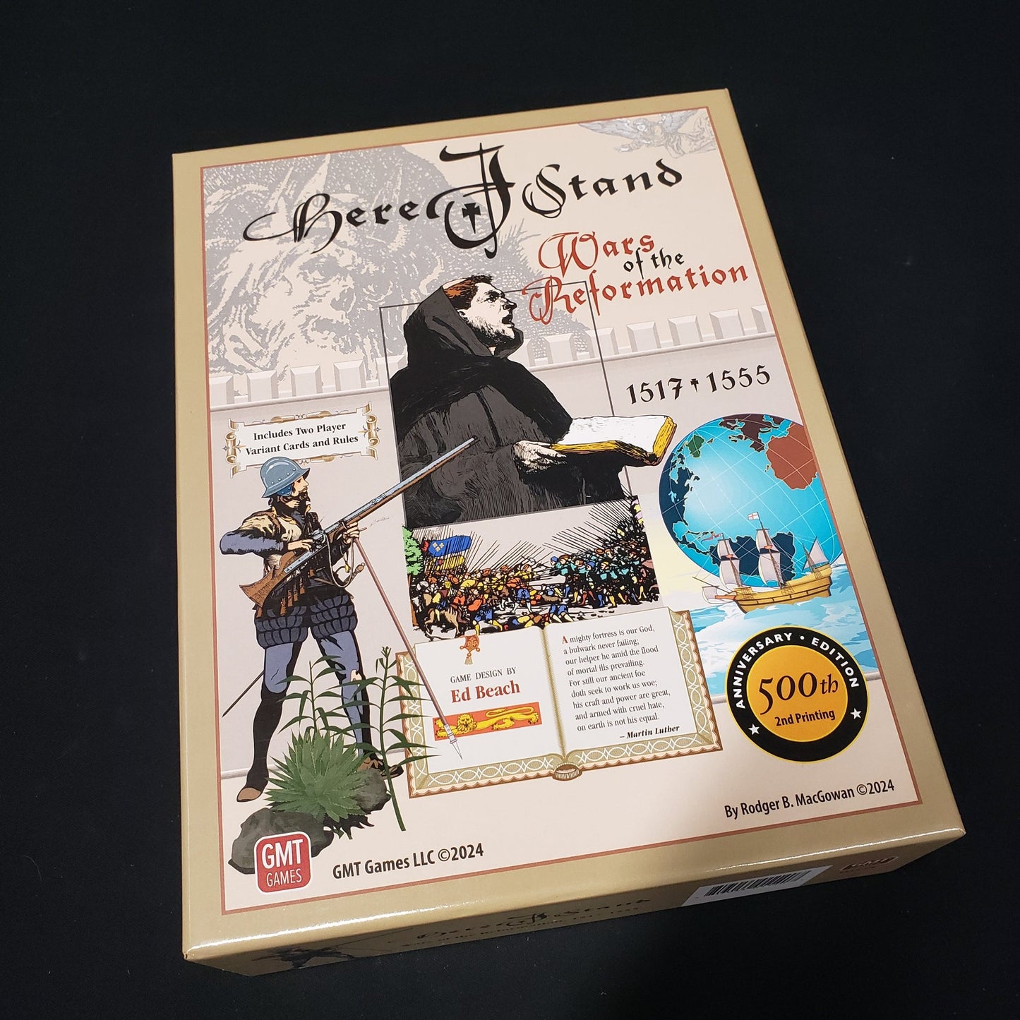 Image shows the front cover of the box of the Here I Stand board game