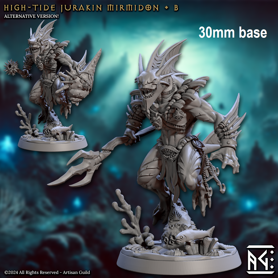 High-Tide Jurakin Mirmidon: Sculpt B (Male Merfolk Warrior) – All