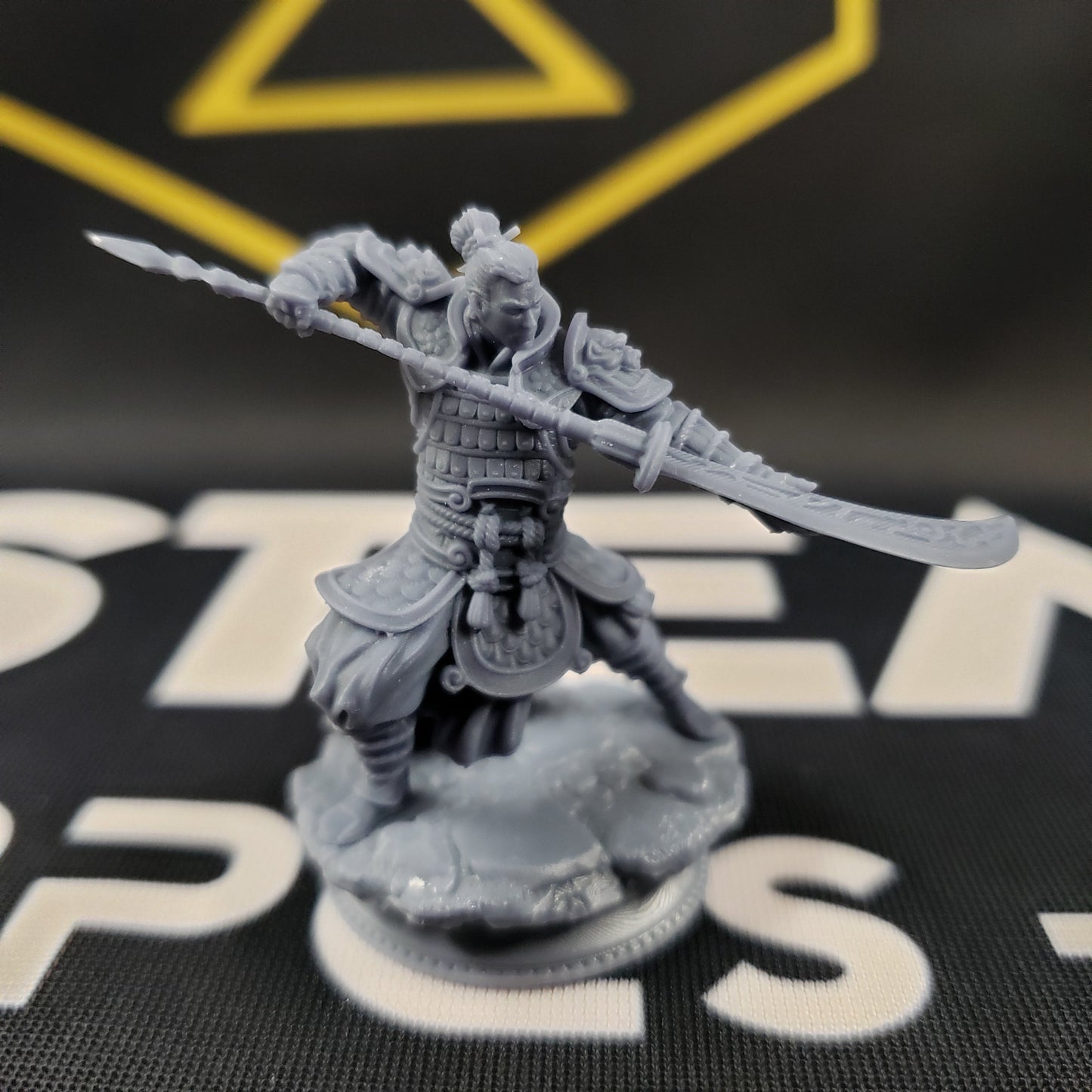 Image shows a 3D printed human fighter gaming miniature
