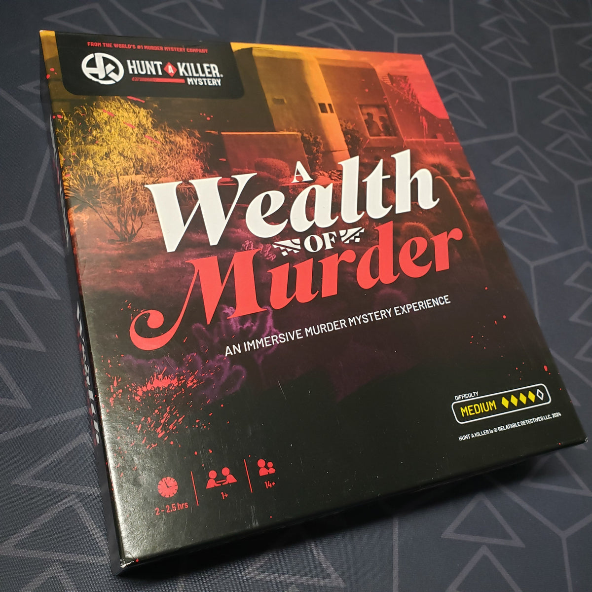 Image shows the front cover of the box for the Hunt a Killer Mystery: A Wealth of Murder game