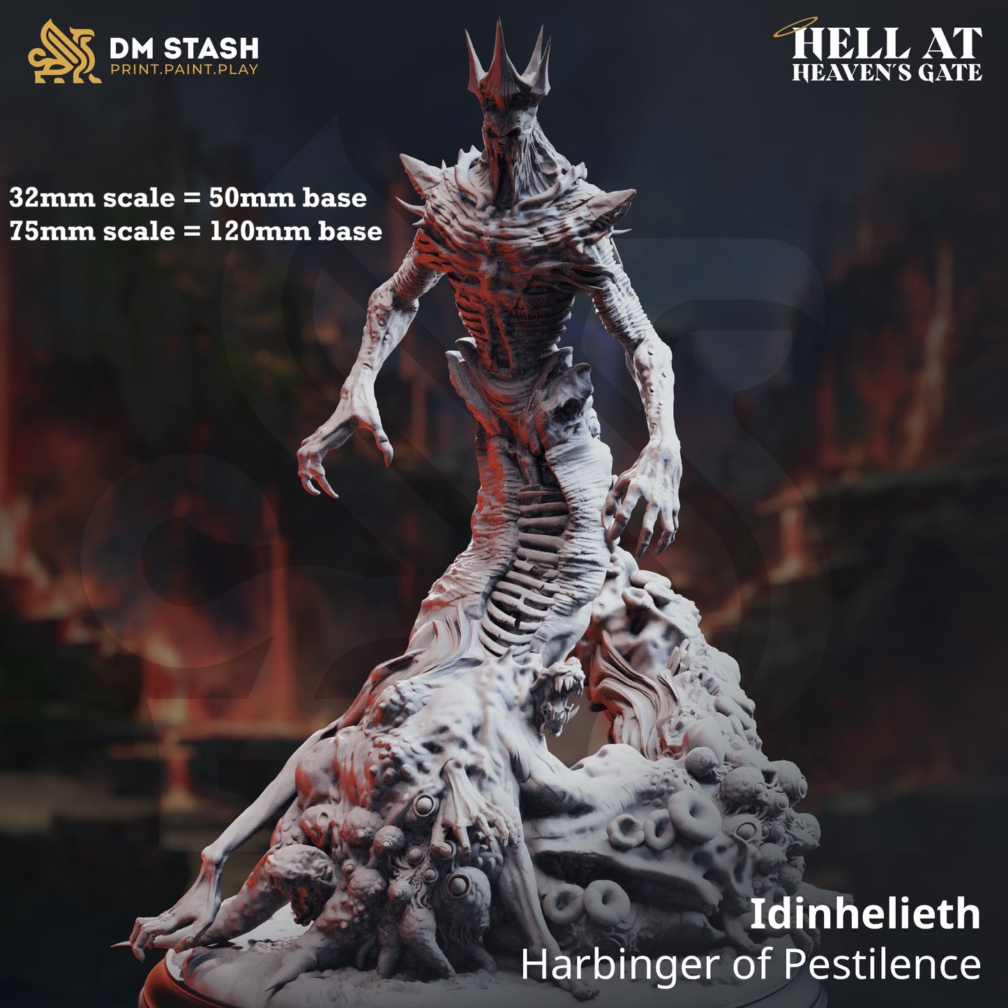 Image shows a 3D render of a undead abomination gaming miniature.