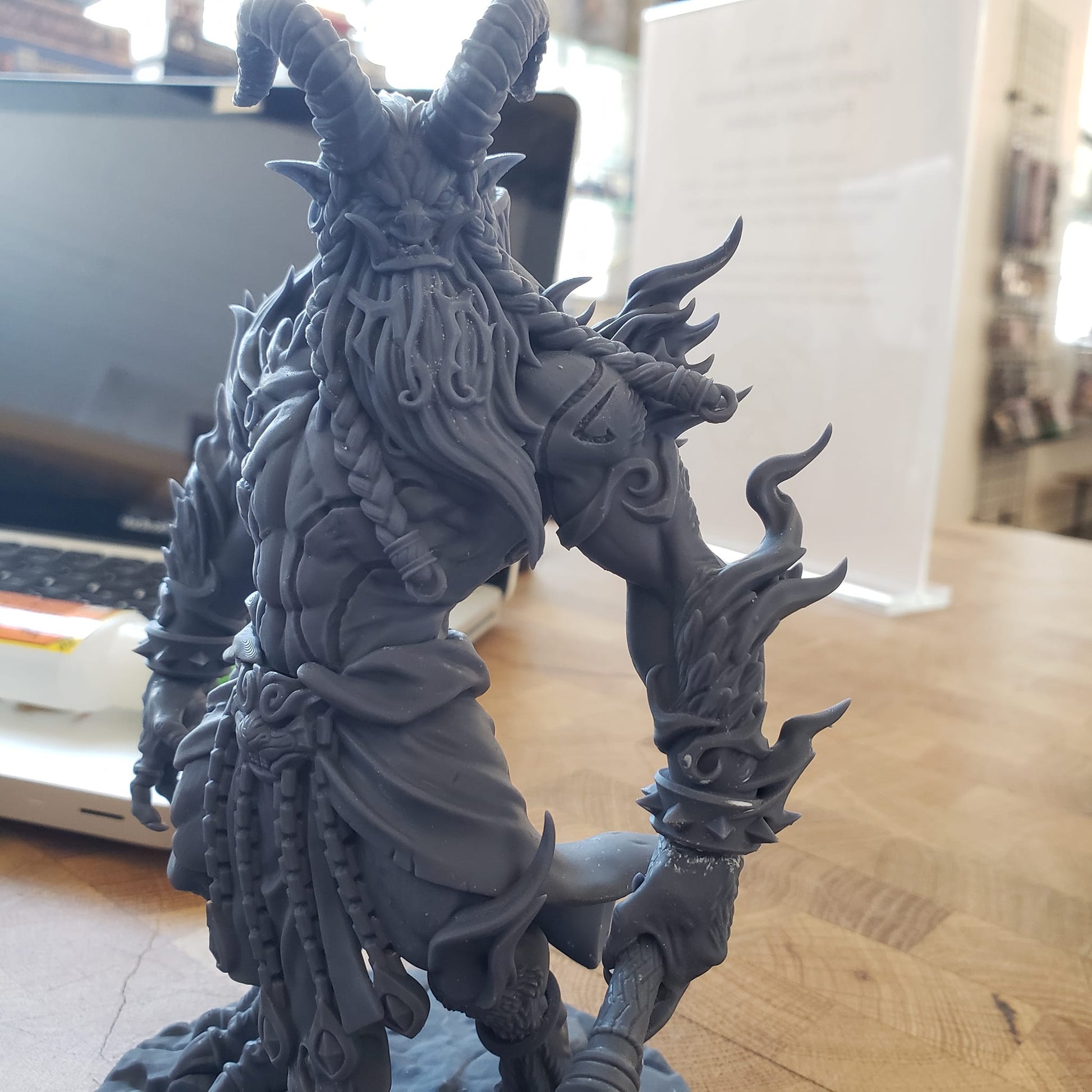 Image shows an example of a 3D printed ifrit gaming miniature printed in-house at All Systems Go