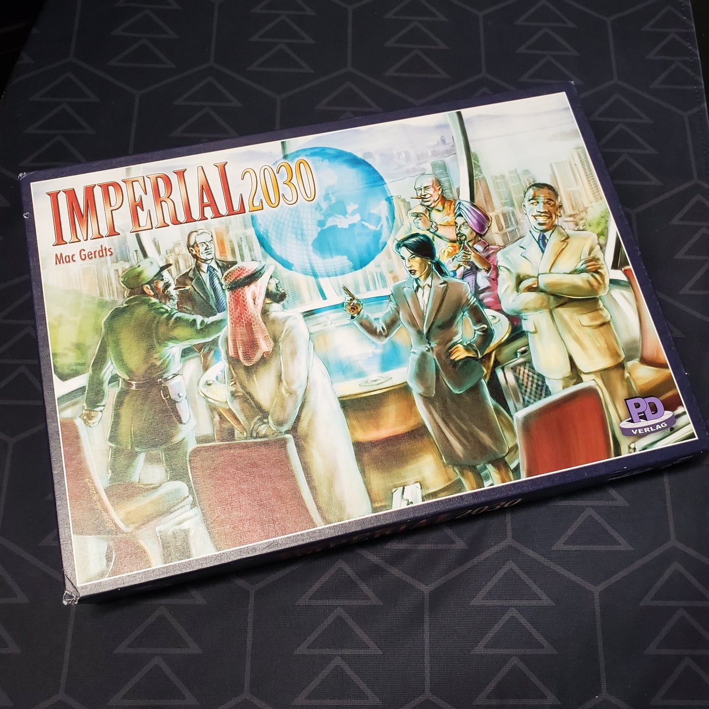 Image shows the front cover of the box of the Imperial 2030 board game