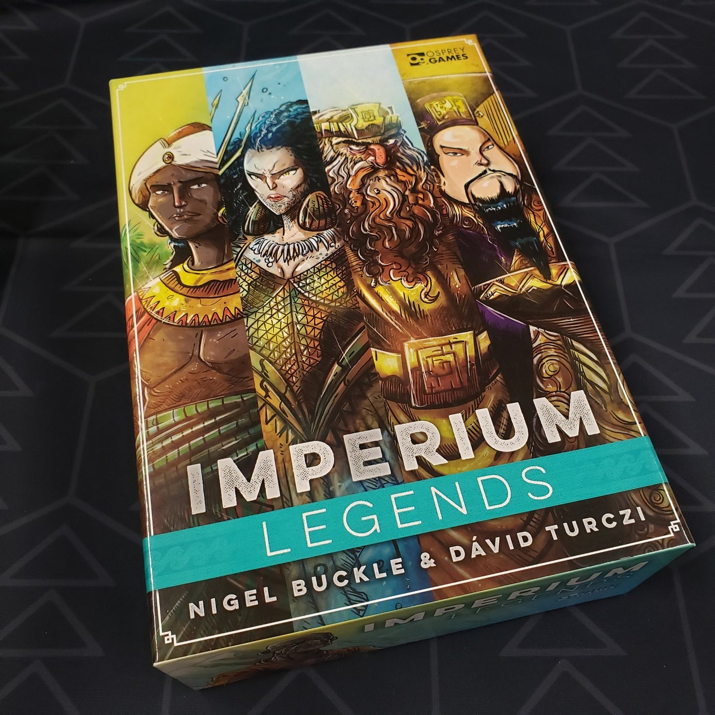 Image shows the front cover of the box of the Imperium: Legends board game