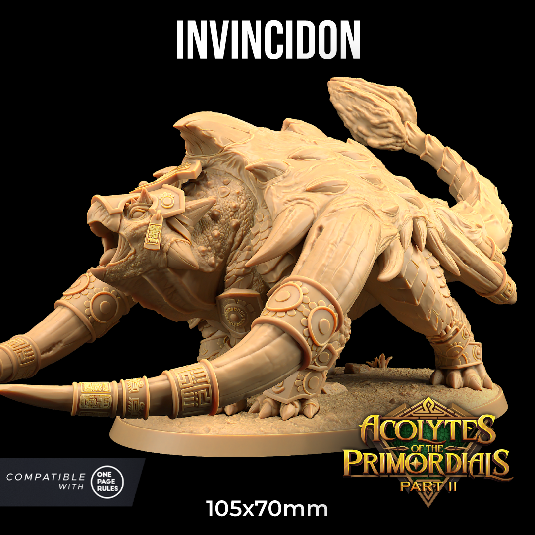 Image shows a 3D render of an armored ankylosaurus gaming miniature