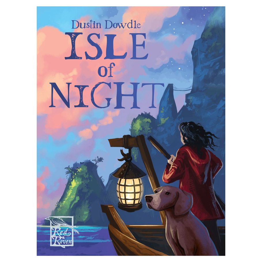 Image shows the front cover of the box of the Isle of Night coard game