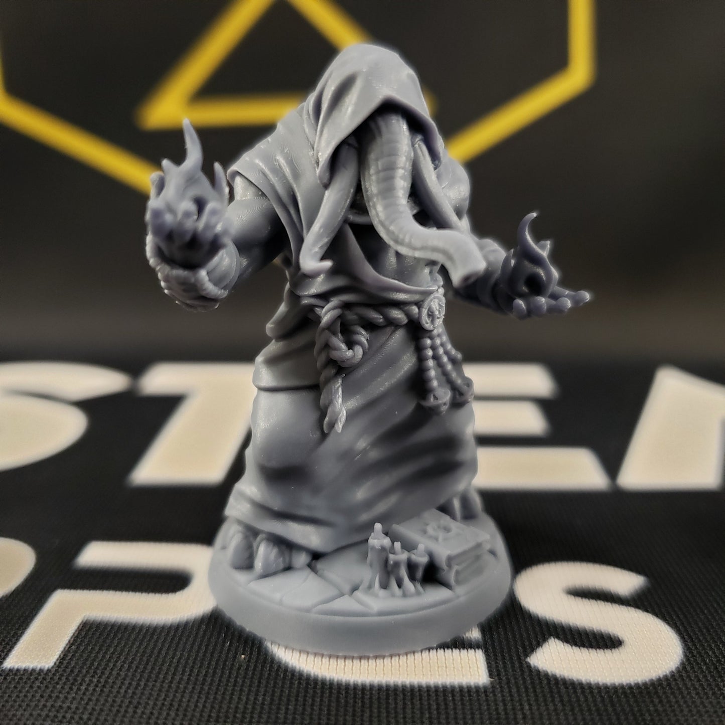 Image shows a 3D printed loxodon monk gaming miniature