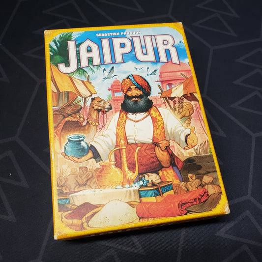 Image shows the front cover of the box for the Jaipur card game