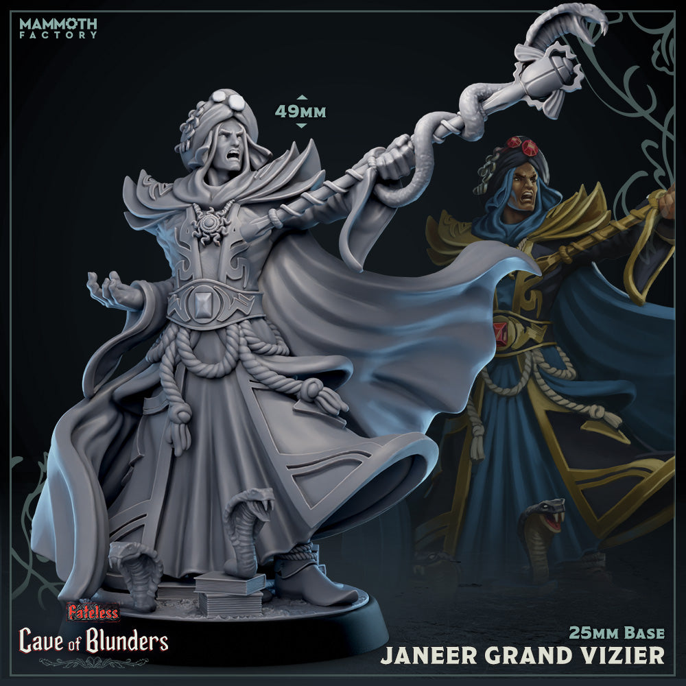 Image shows a 3D render of a human sorcerer gaming miniature.