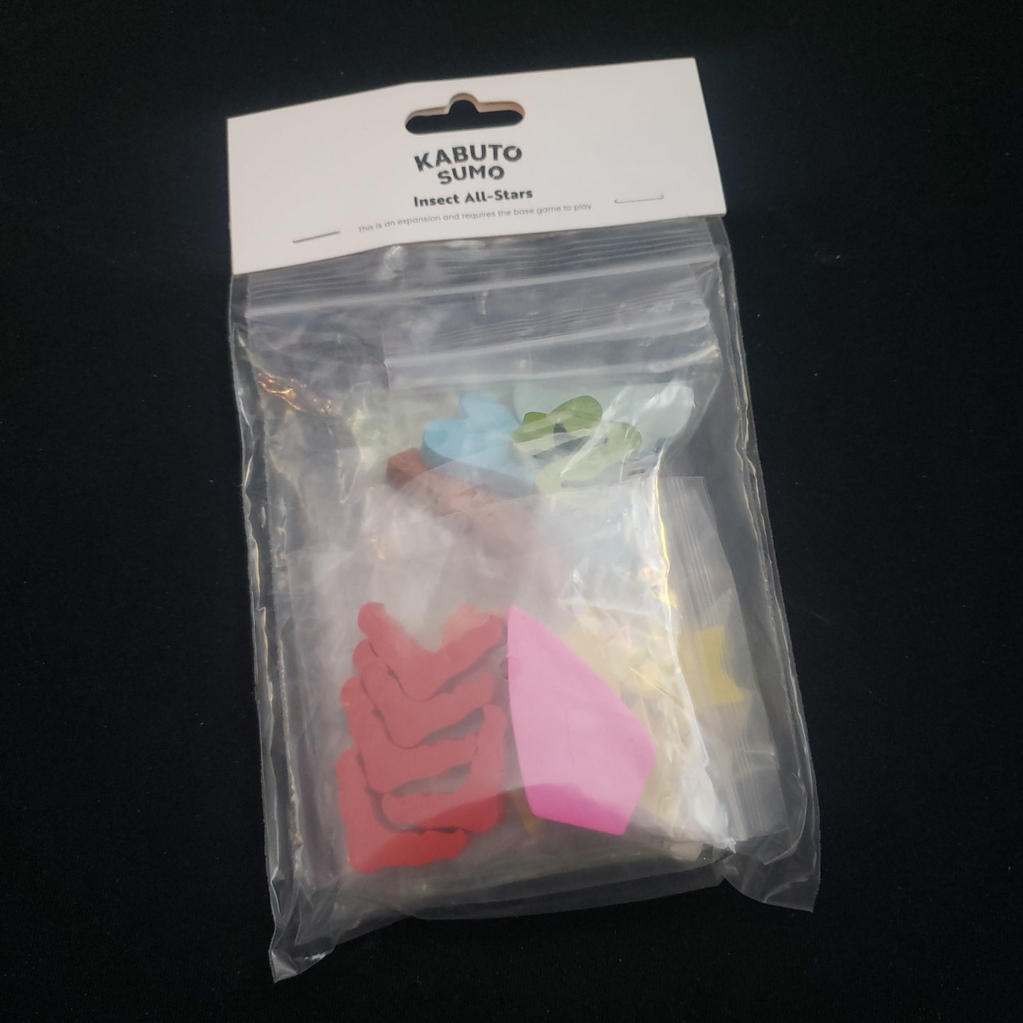 Image shows the front of the packaging for the Insect All-Stars expansion for the board game Kabuto Sumo