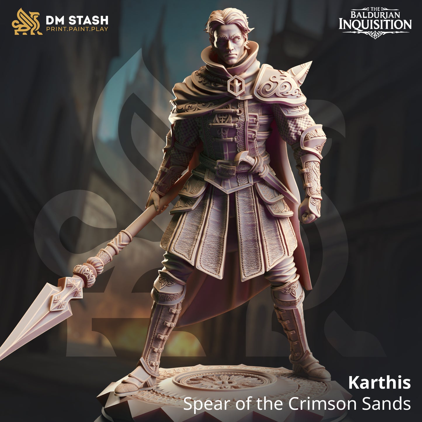 Image shows a 3D render of a human fighter gaming miniature.
