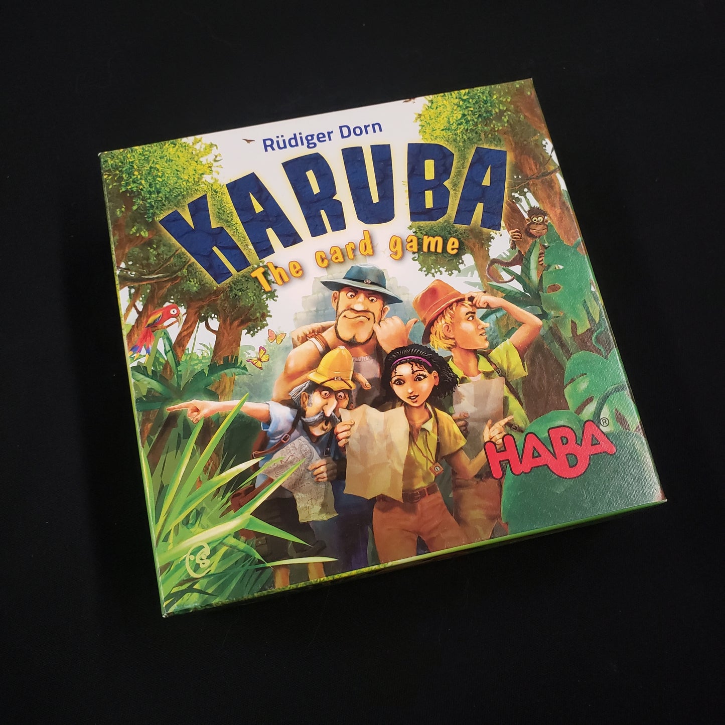 Image shows the front cover of the box of Karuba: The Card Ga,e