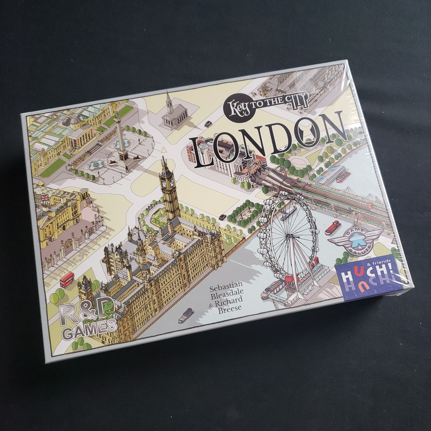 Image shows the front cover of the box of the Key to the City: London board game