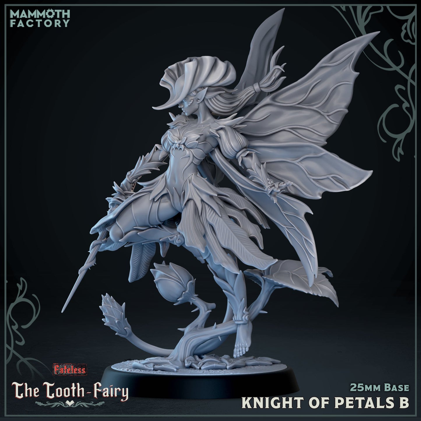 Image shows a 3D render of a forest sprite gaming miniature.