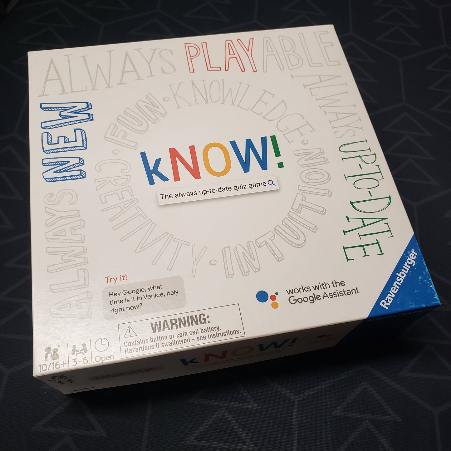 Image shows the front cover of the box for the kNOW! board game