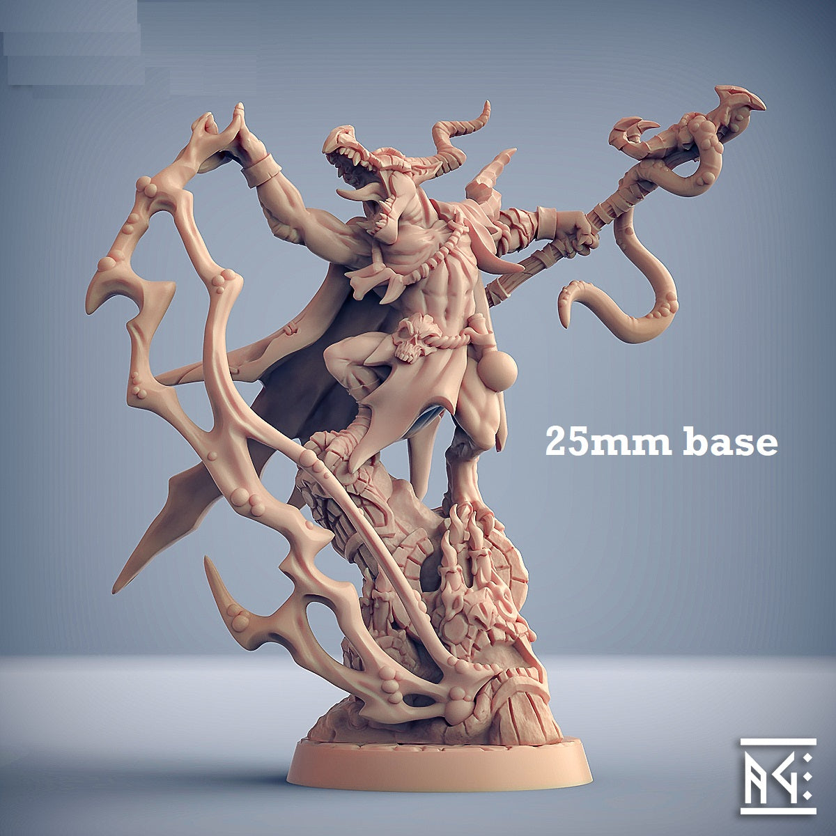 Image shows a 3D render of a kobold sorcerer gaming miniature