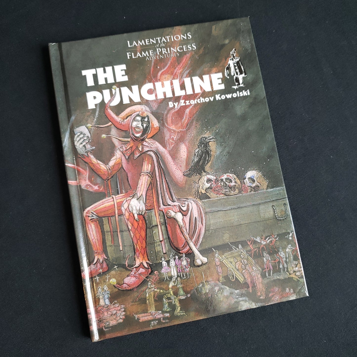 Image shows the front cover of the Punchline book for the Lamentations of the Flame Princess roleplaying game